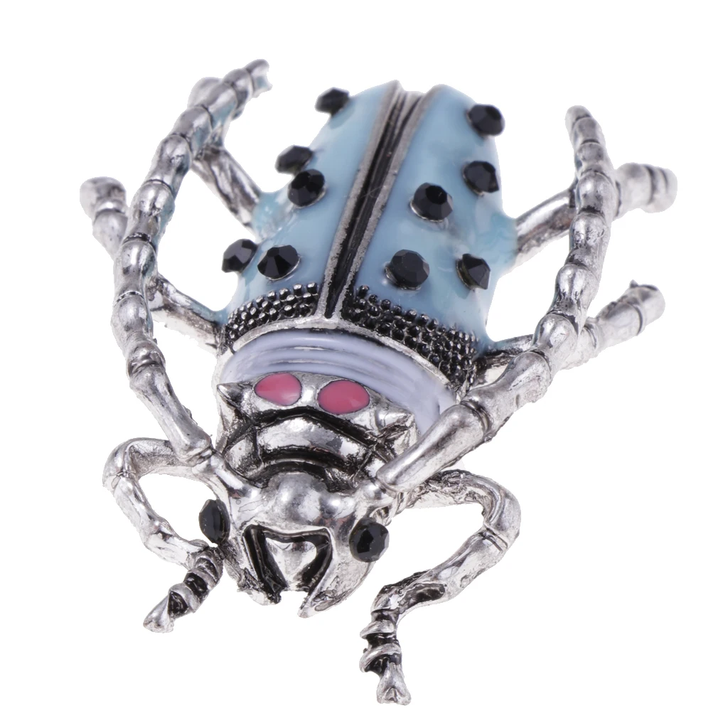 Enamel Black Rhinestone Insect Bug Longicorn Brooch Halloween Costume Pin