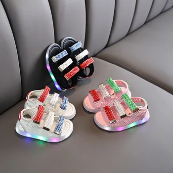 

2020 Summer Children's LED Light Children's Shoes Boys Sandals Girls Beach Shoes Color Korean-style Hollow Breathable Shoes PVC