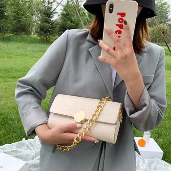 

Retro Casual Women Totes Shoulder Bags Female Leather Solid Color Chain Handbag Fashion Exquisite Shopping Bag