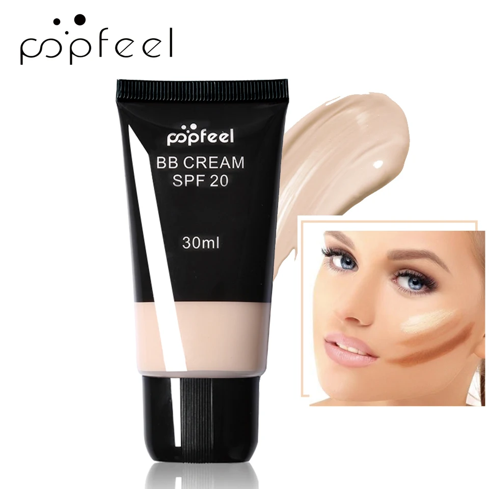 

POPFEEL Long-Lasting BB Cream Full Coverage Concealer 4 Color Palette Facial Make-up Liquid Foundation Face Foudatin Cream 30ml