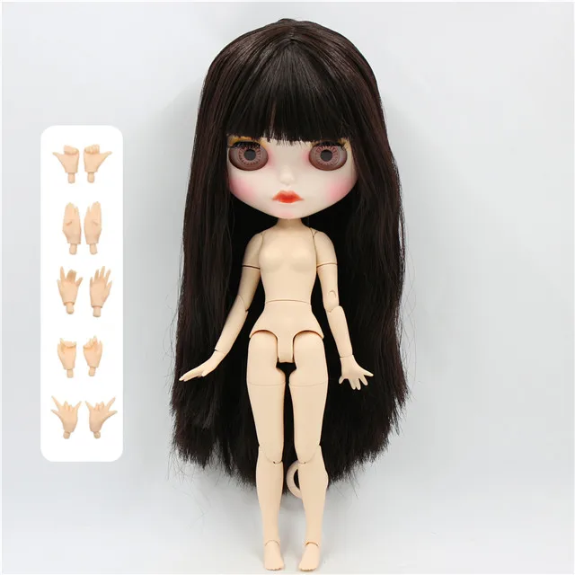 ICY factory шарнирная кукла blyth joint body короткие каштановые волосы матовое лицо 30 см игрушка - Цвет: doll with hands A
