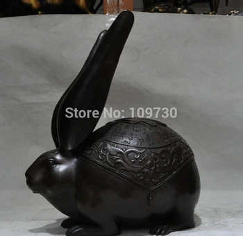 

001358 17" Chinese Fengshui Bronze Zodiac Year Rabbit Animal Lovely Fu Statue sculpture (A 0319 discount 35%)