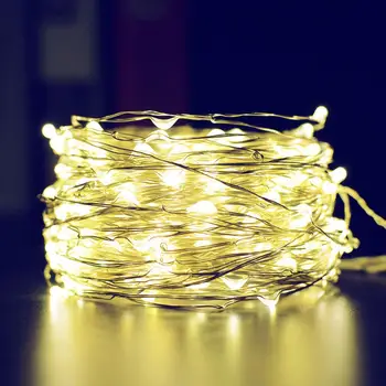 

LED String Light Silver Wire Fairy Warm White Garland Home Christmas Wedding Party Decoration Powered By Battery Batter USB 10m