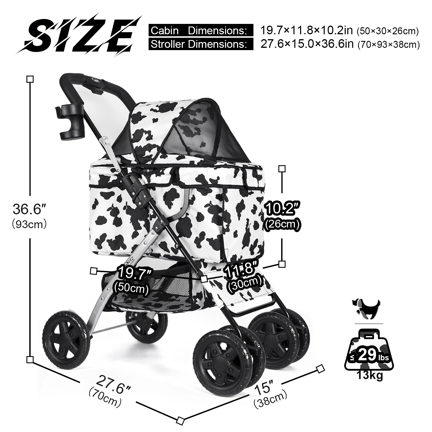 Pet Stroller Foldable Pets Cart Lightweight Outdoor Travel Gear For Cats Dogs