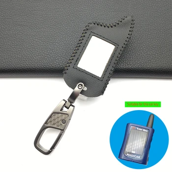 

Fashion Style Body Leather Case Keychain Covers for Russian Version 2-Way Scher Khan Magicar A/B Lcd Two Way Car Alarm Remote