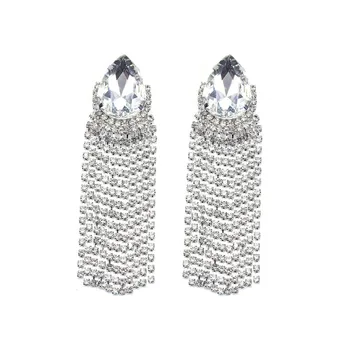 

BK Jewel Multi-layer Chains Earrings Exaggerated White Acrylic Crystal Rhinestone Ethnic Style Stud Dangle Woman Fashion Eardrop