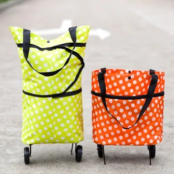 

4 Colors Large Capacity Waterproof Oxford Cloth Foldable Shopping Trolley Wheel Bag Traval Cart Luggage practical Bag