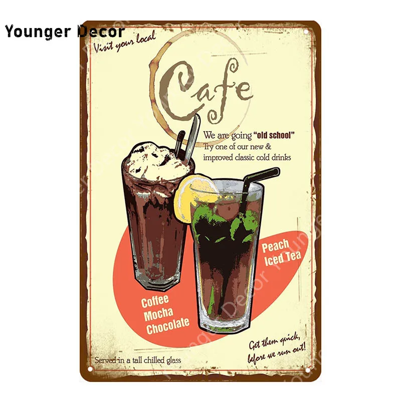 Fresh Brewed Coffee Metal Signs Loyns Tea Mocha Poster For Bar Pub Restaurant Home Cafe Shop Decor Vintage Wall Plaque YI-145