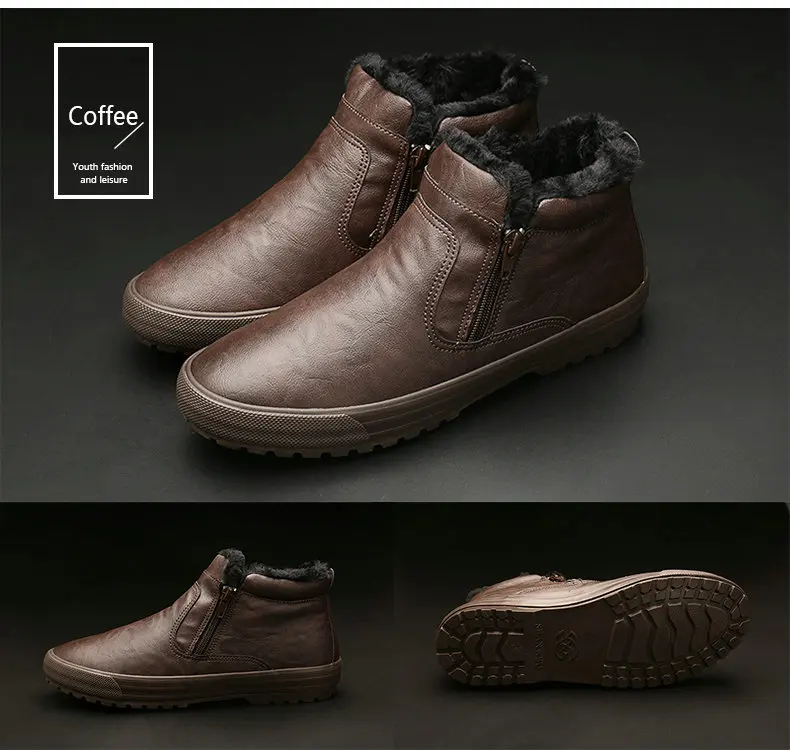 Зимние уличные водонепроницаемые теплые кроссовки на нескользящей резиновой подошве; Модные низкие мужские зимние ботинки; плюшевая мужская повседневная обувь; A21-7777