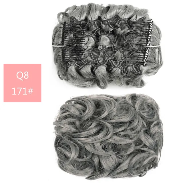 Synthetic Curly Elastic Band Chignon Plastic Comb Clips in Hair Extension Hair Bun Updo Cover Hairpieces Hair Accessories Q8 171