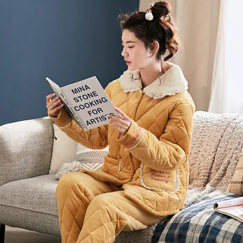 

2020 New Pajamas Women Winter Warm Thickening Flannel Coral Sleepwear Set Cute Soft Pajamas Women Print Homewear pijama pjs 2pcs