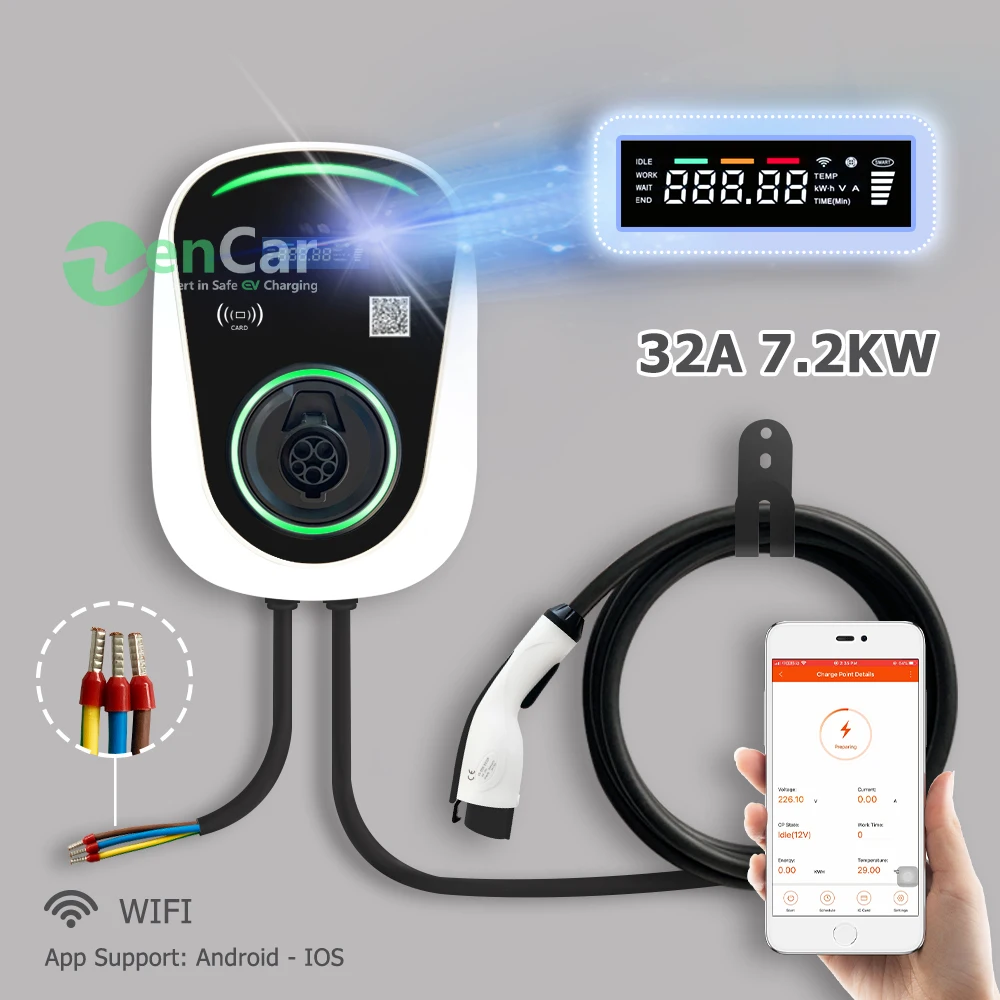 32A EV charging station 7.2kw type 1 connector for