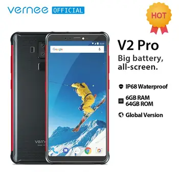

Vernee V2 Pro IP68 Waterproof Smartphone 5.99" FHD Face ID Global Network 6GB 64GB Four Cam NFC 6200mAh Android 8.1 Mobile Phone