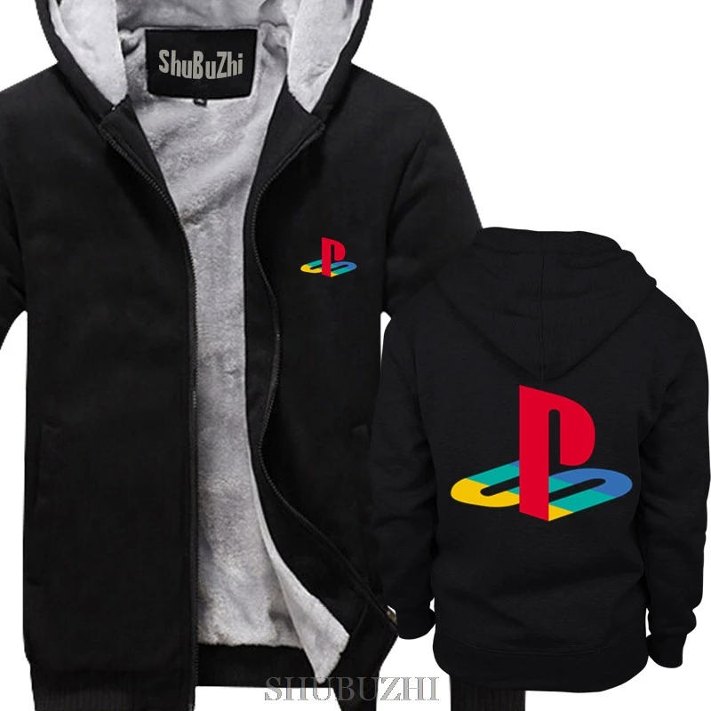 Зимняя куртка теплая толстовка мужская Толстая с капюшоном хипстер Playstation sony Playstation Logo Gamer Лицензированная мужская уличная куртка