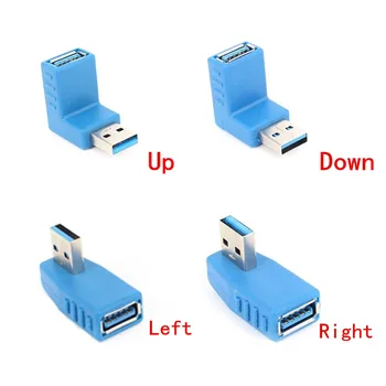 

1pc 90 Degree Left Right Angled USB 3.0 A Male To Female Adapter Connector For Laptop PC