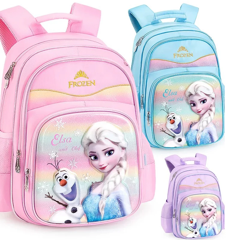 disney замороженные рюкзак в стиле Эльзы и Анны Снежная королева Футболка с изображением персонажей видеоигр школьные сумки Большие размеры дышащая начальной школы рюкзак для девочек, подарок