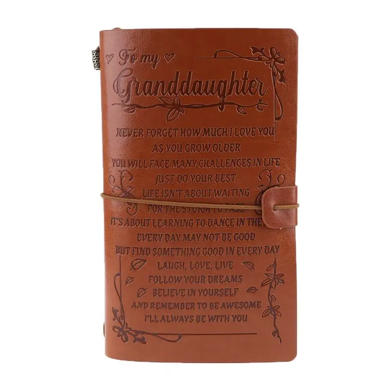 

Vintage Engraved Faux Leather Journal Notebook Diary to Grandson Granddaughter D08A