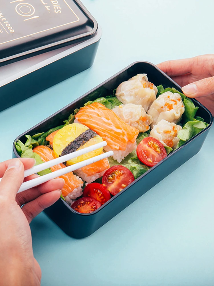 Полезный двойной слой Ланч-бокс Портативный Bento box экологичный пищевой контейнер с отсеками герметичный Microwavable BPA бесплатно