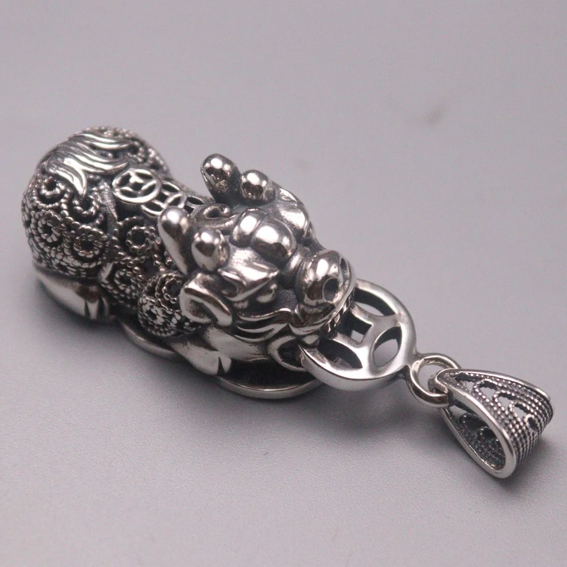 

Подвеска в виде монеты Pixiu из настоящего серебра 925 пробы для женщин и мужчин, подвеска на удачу