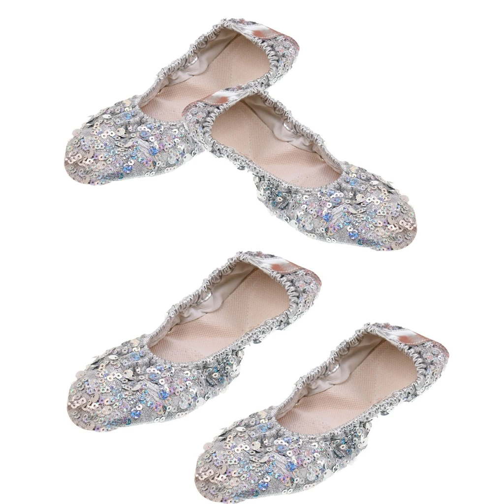 2Pairs Belly Dancing Shoes Professional Dance Footwear Outdoor Casual