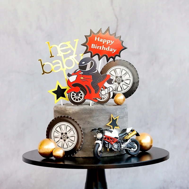 Сплав локомотив мотоцикл торт Топпер для детского душа день рождения выпечки украшения десерт принадлежности юбилей Любовь Подарки