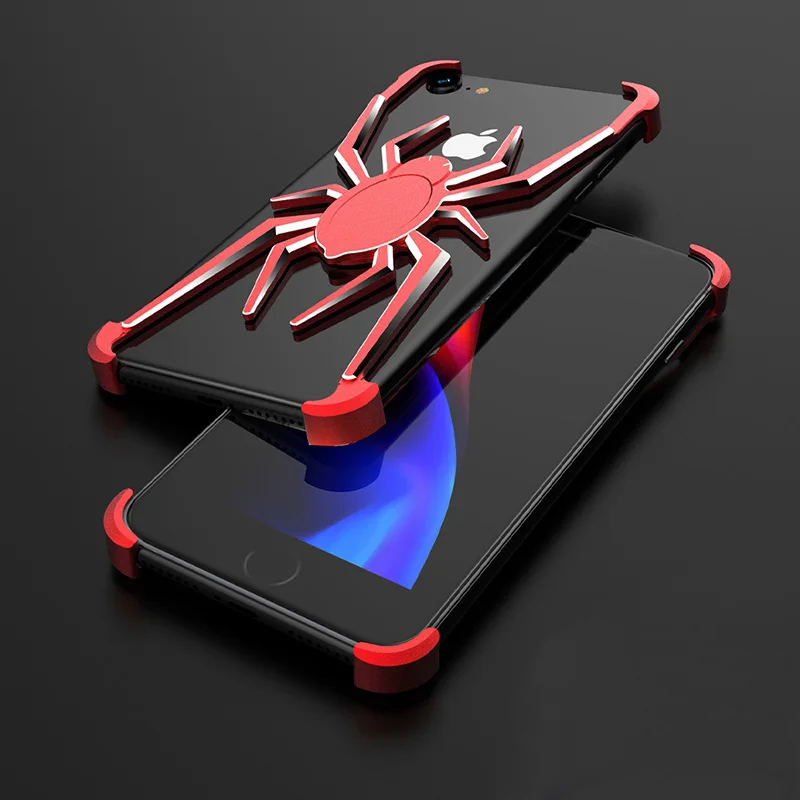 Модные паук моделирования металла Borde чехол для iPhone X XR Xs Max чехол для iPhone 7 8 Plus задняя крышка - Цвет: Красный
