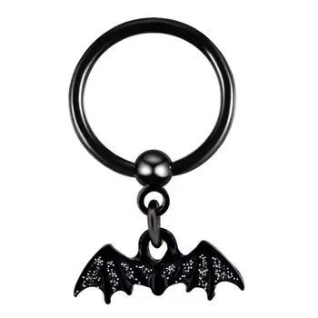 

Body Punk Stainless Steel Captive Bead Rings Black Bat Dangle Helix Tragus Rook Earrings Hoop Cartilage Conch Earrings Septum