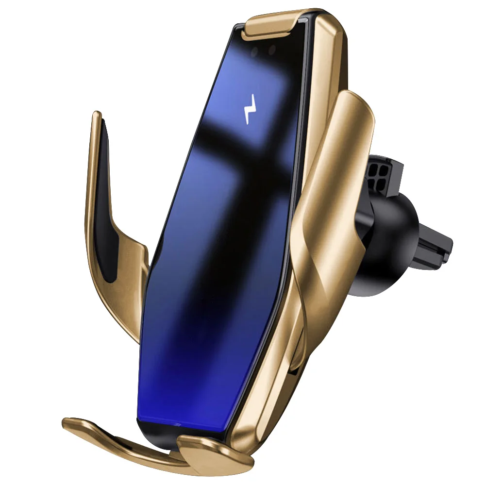 15W Automatic Clamp Car Wireless Charger Infrared Sensing Air Vent Mount Phone Holder for iPhone 11 Pro Max Samsung Note 10 Plus - Тип штекера: Gold