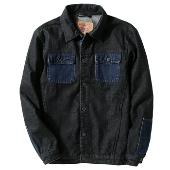 

7XL Mens Denim Jacket Contrast Color Casual High Quality Men Coat Cowboy Men's Jean Streetwear Tops
