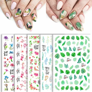 

1 Sheet 3D Nail Sticker With Colorful Flowers And Leaves Tropical Beach Style Nail Sticker DIY Nail Art Accessories