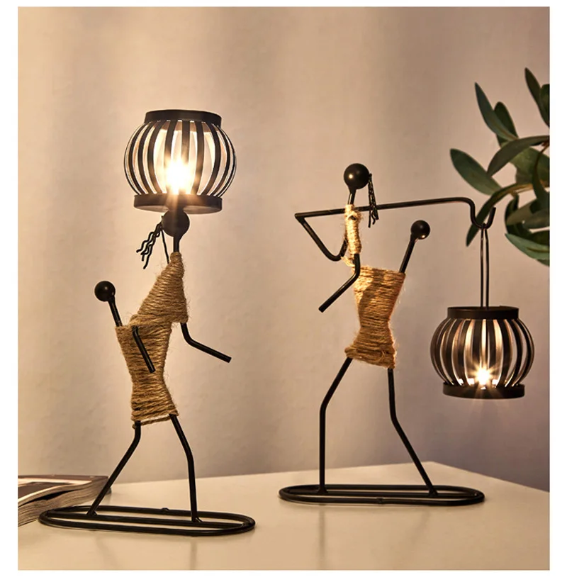 Weeding Metal Ornaments Crafts  Home Decoration Candle Holder Candlestick Decor Handmade Miniature Figurines Art Gifts