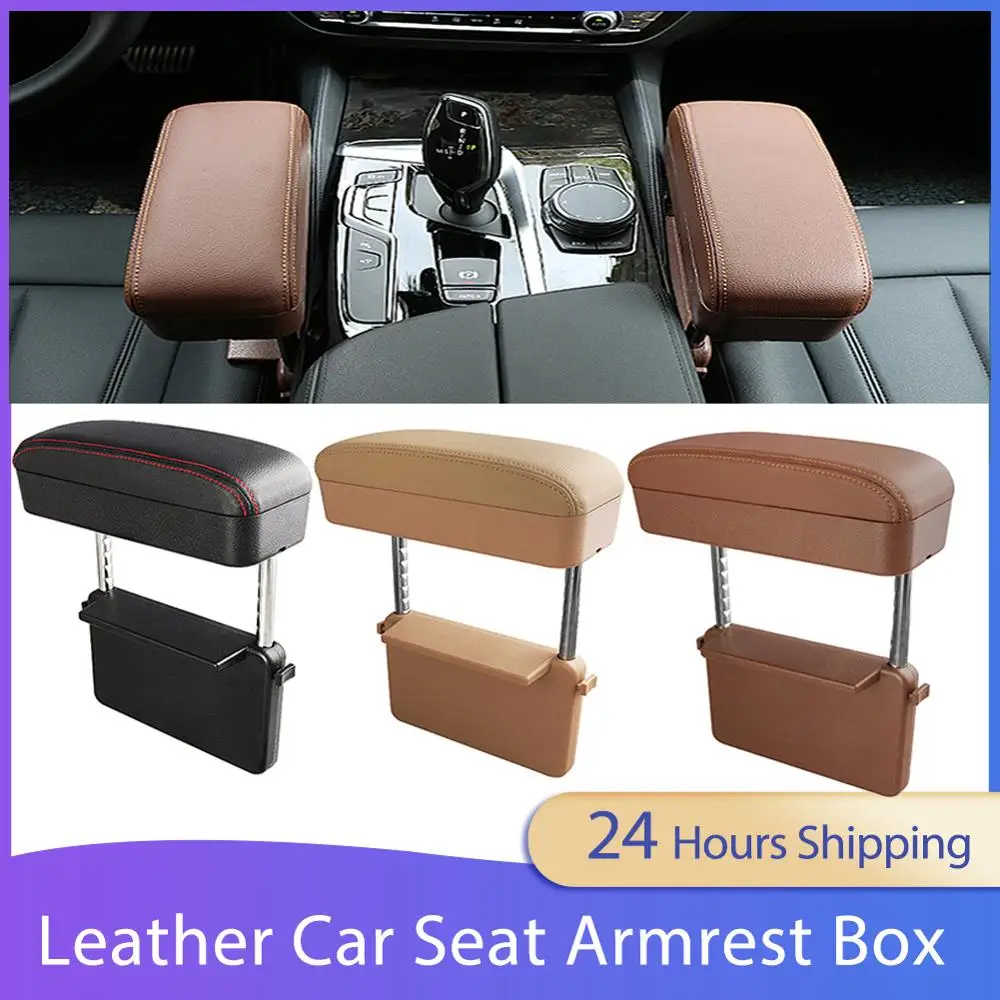 

PU Leather Car Seat Armrest Box Auto Center Console Pad Cover Protector With Car Seat Gap Storage Box Universal Car Accessories