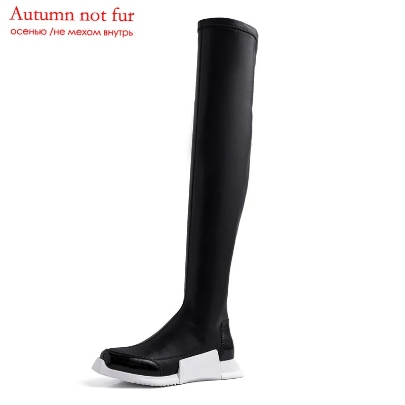 black2 not fur ASUMER/Новинка года; модные женские сапоги высокого качества; удобные сапоги выше колена; сезон осень-зима; женские эластичные высокие сапоги - Цвет: black2 not fur