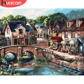 

HUACAN Coloring By Numbers City Scenery Drawing On Canvas HandPainted Art Gift DIY Oil Painting Kits Picture Home Decor