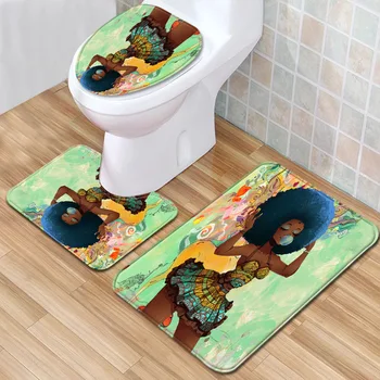 

African Women's Bathroom Mat Three-Piece Bathroom Carpet Toilet Mat Set Door Mat Bathroom Non-Slip Mat Spot