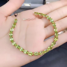  KJJEAXCMY fine jewelry 925 sterling silver inlaid natural Peridot women luxury classic OL style gem hand bracelet support detect 