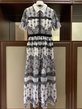 

Women autumn floral embroidered dress high quality elegant women dress A850