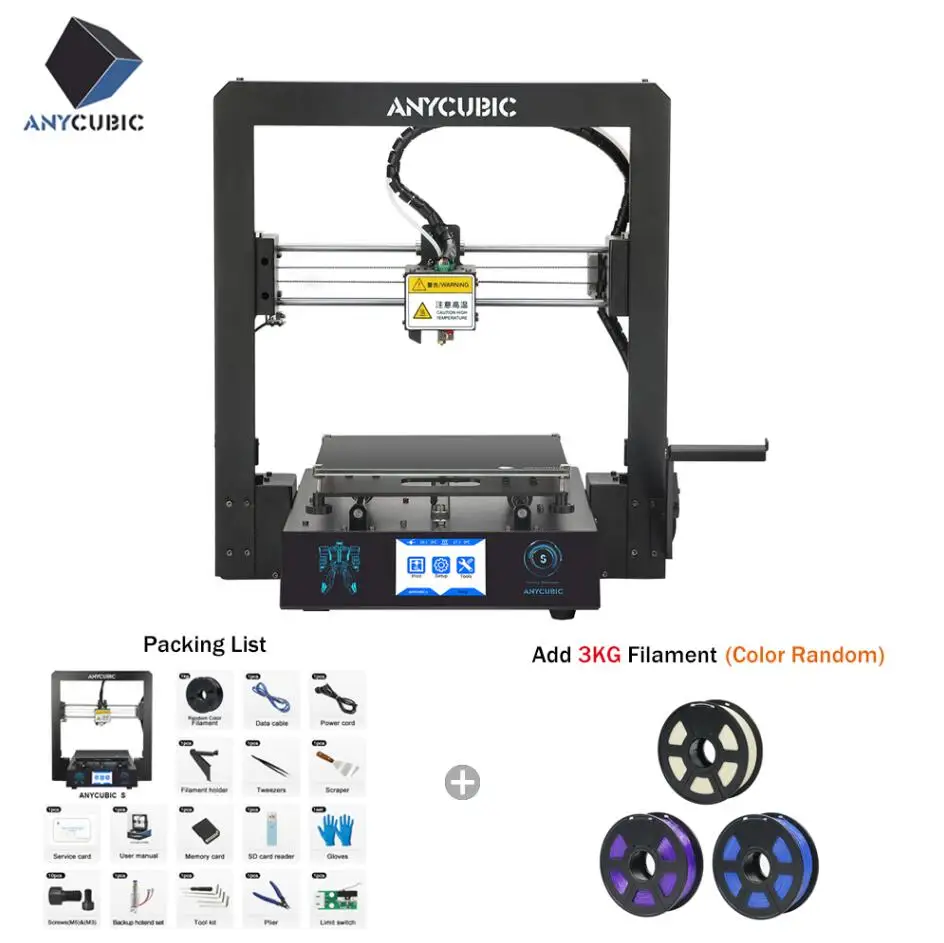 Anycubic 3d принтер мега-с набор нитей Полный металлический каркас до класса промышленного класса Высокая точность Impresora 3d наборы - Цвет: MegaS -Add 3KG