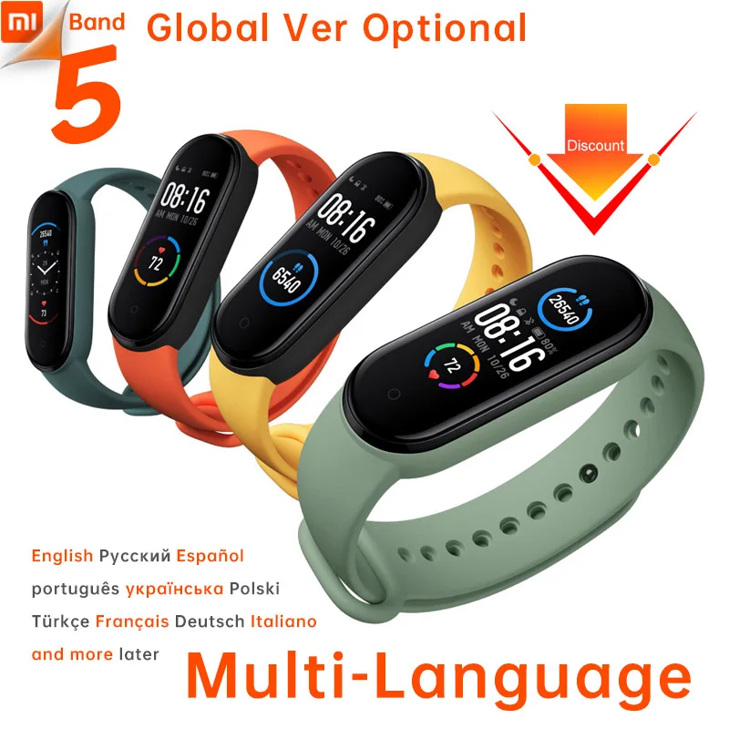 Браслет Xiaomi Mi Band 5 Женский Умный домашний браслет с поддержкой Ctrl пульсометром