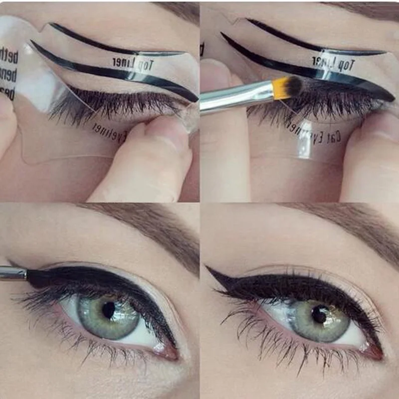 NEW Eye Makeup Template Eye Shadow Eyeliner Makeup Tool Cat Eye Card Women Cat Line Pro Eyeliner Stencils Template Shaper Model
