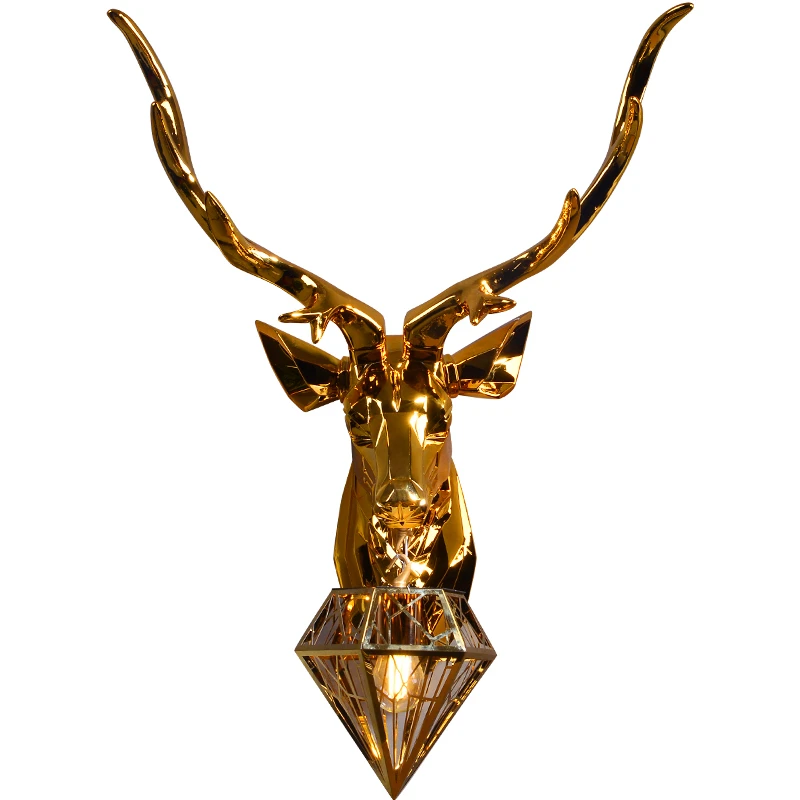 Nordic Electroplating Antler Wall lamp Creative Bedroom Living room Dining Kitchen LED Deer Head Decoration lighting | Освещение