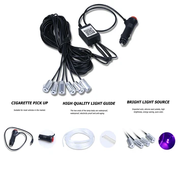 Rgb Auto Interieur Sfeer Decoratieve Licht Neon El Strip Lamp Led Glasvezel Bluetooth App Controle Sigarettenaansteker Plug Rgb Auto Interieur Sfeer Decoratieve Licht Neon El Strip Lamp Led Glasvezel Bluetooth App Controle Sigarettenaansteker Plug