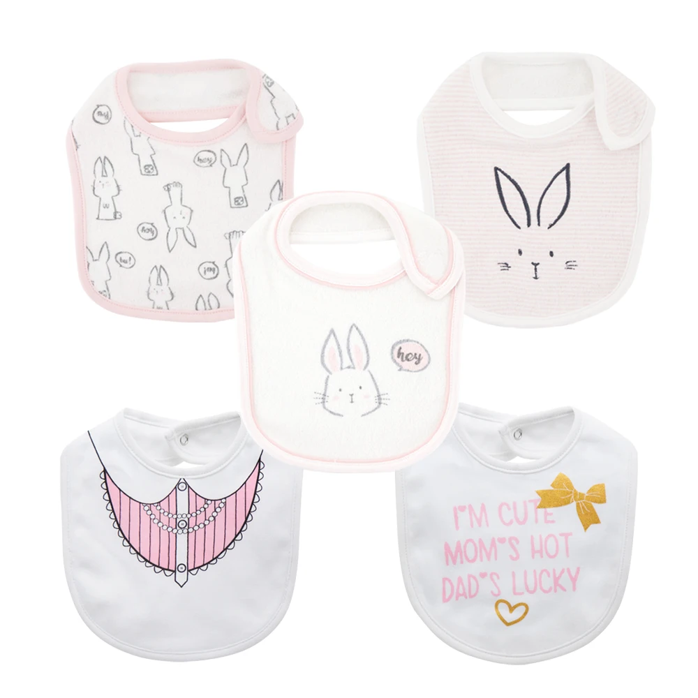 

Honeyzone 5pcs 4pcs baby bibs Cartoon Print Cotton Waterproof Bandana Bibs Baby Babador Feeding Smock Infant Burp Cloth