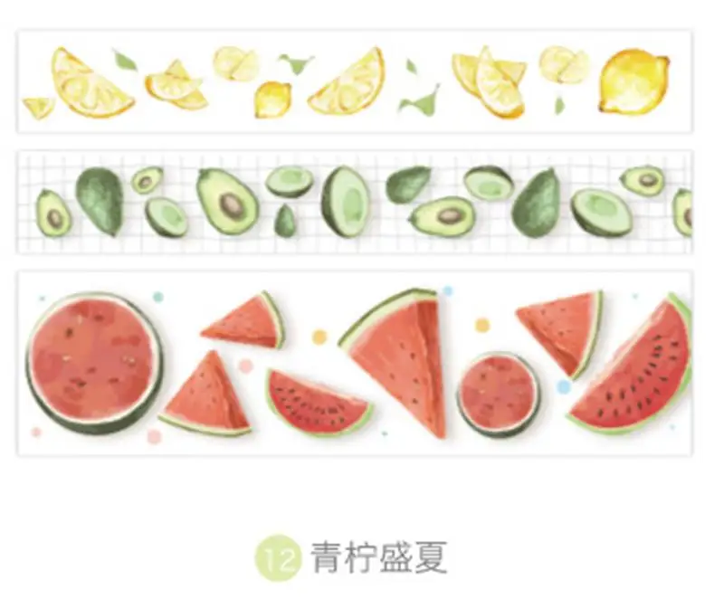 12watermelon 3 рулона/упаковка Васи Маскировочная лента набор конфет животных Цветок бумага кактус Маскировочные ленты японский васи лента Diy Скрапбукинг стикер - Цвет: 12watermelon
