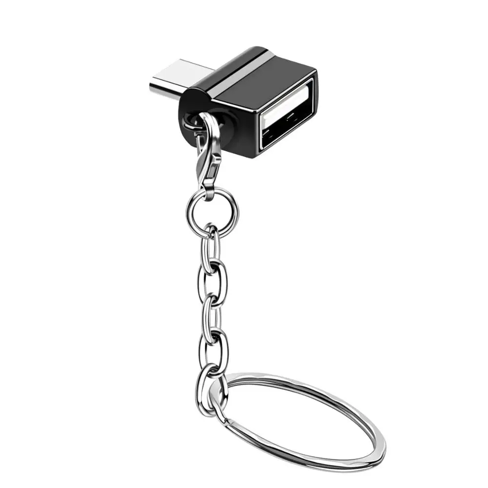 Ankndo OTG type C USB OTG type-C Кабельный адаптер-переходник type C на USB с металлической цепочкой для ключей мышь клавиатура USB диск флэш OTG - Цвет: 1pcs Gunmetal Plug