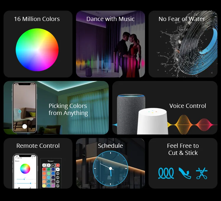 Tira de Luz Luzes à Prova Funciona com Ewelink Sonoff Led Wifi Flexível Pode Ser Escurecido Rgb Ddimmable Água Casa Inteligente Alexa Google l1 2m - 5m 2 luzes à prova ddimmable água casa inteligente