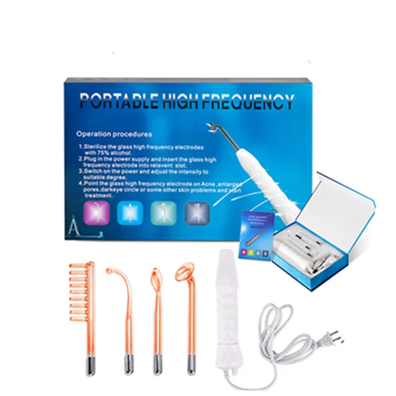 4 In 1 High Frequency Electrode Wand Electrotherapy Glass Tube Beauty