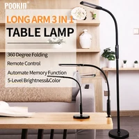 LED 3 In 1 Clip-on Lamp Floor Lamp Desk Lamp With Remote Control Dimming Gooseneck Pole Folding Lamp For Bed Living Room Office 1
