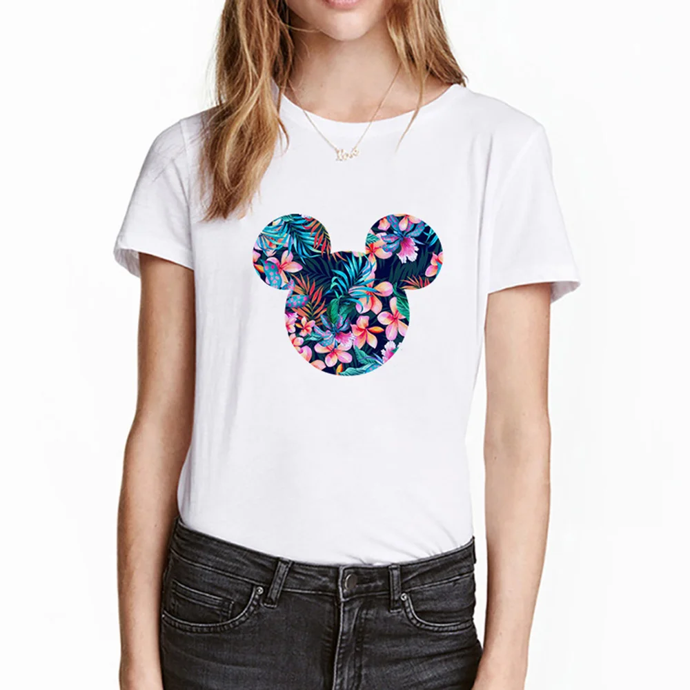 Для женщин, состоящий из футболки с изображением Минни-Маус Мышь Микки уха кофточка без рукавов футболки tumblr Hipster одинаковая футболка милые праздничные футболки - Цвет: WTQ9110