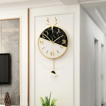 

Creative Large Wall Clock Luxury Pendulum Modern Design Personality Living Room Nordic Wall Clock Horloge Home Decor New DA60WC